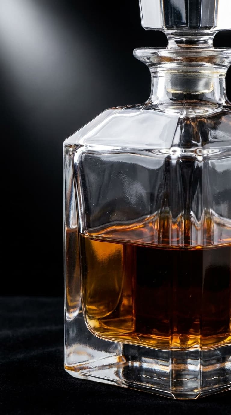A crystal-clear perfume bottle with visible glass thickness and refraction on a near-black background, made with Nano Banana Pro