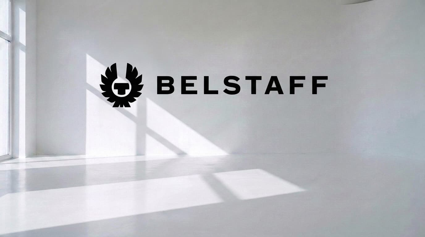 Belstaff Phoenix logo on the wall of an empty white studio, made with Nano Banana Pro
