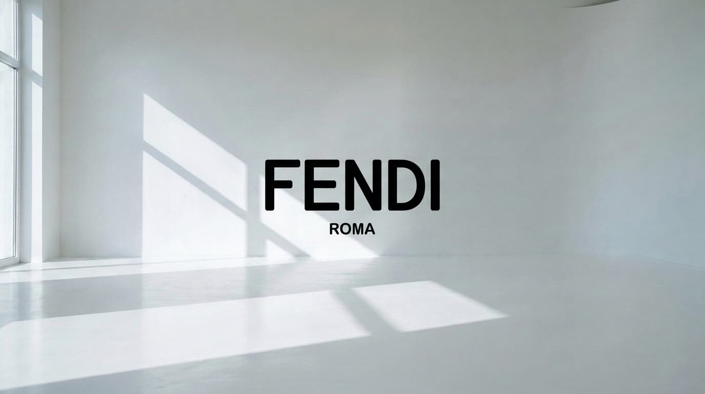 Black wordmark logo on the wall of an empty white studio, made with Nano Banana Pro