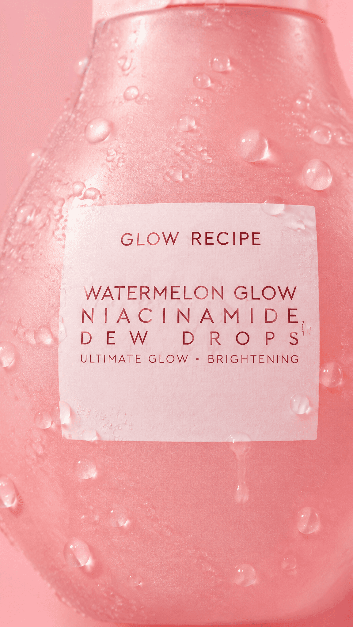 Close-up of the Glow Recipe Dew Drops label with water droplets, made with GPT Image 2.5 Flare
