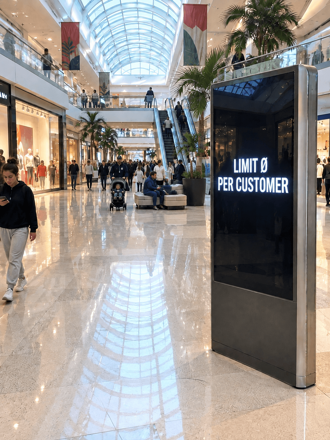 Same mall kiosk with the shoppers in front of it removed, made with GPT Image 2.5 Flare