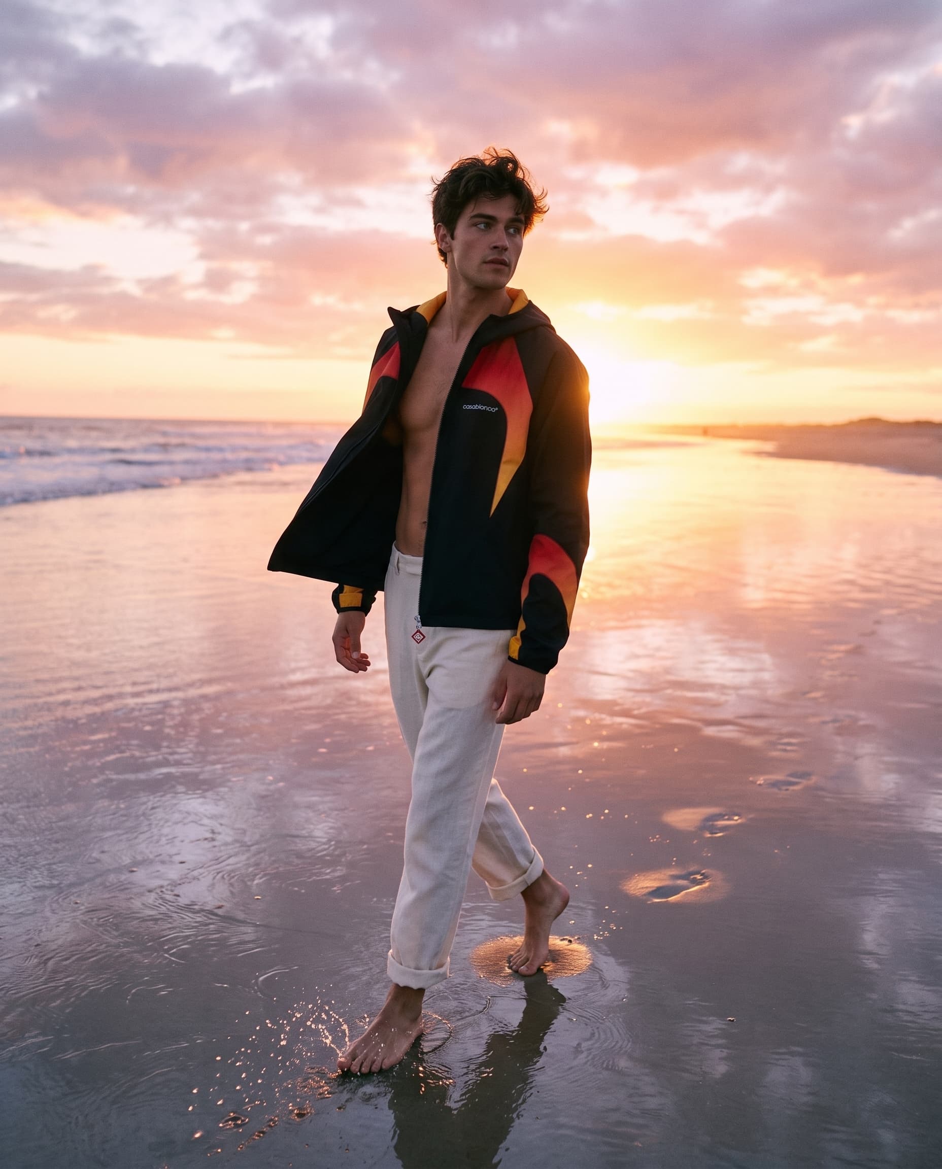 Nano Banana Pro - menswear campaign from a moodboard, one model in five lights