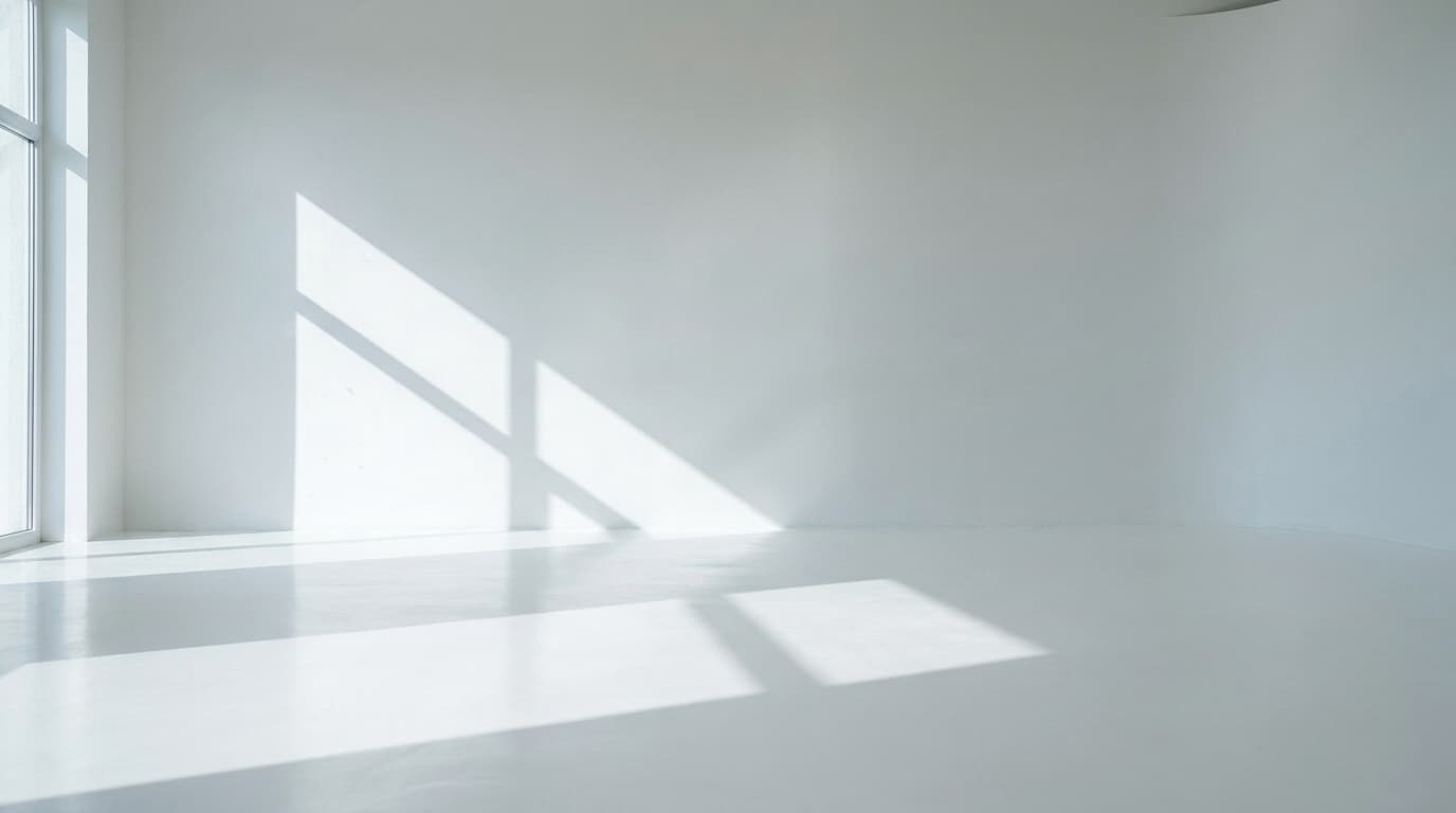 The same empty studio with a white floor and long window shadows, made with Nano Banana Pro
