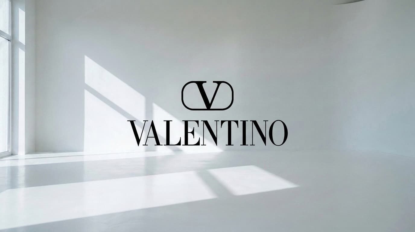 Valentino logo on the wall of an empty white studio, made with Nano Banana Pro