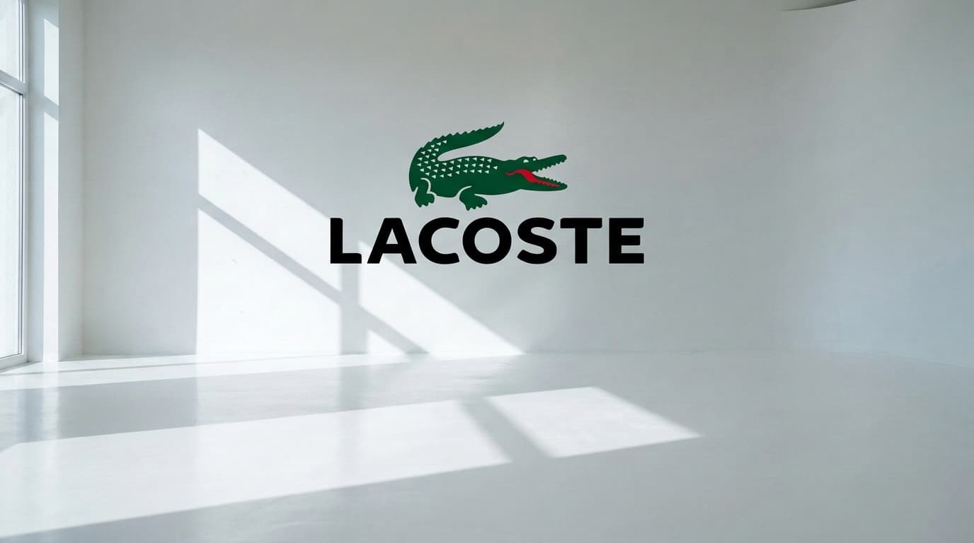 Empty white studio with a green crocodile logo on the wall, made with Nano Banana Pro