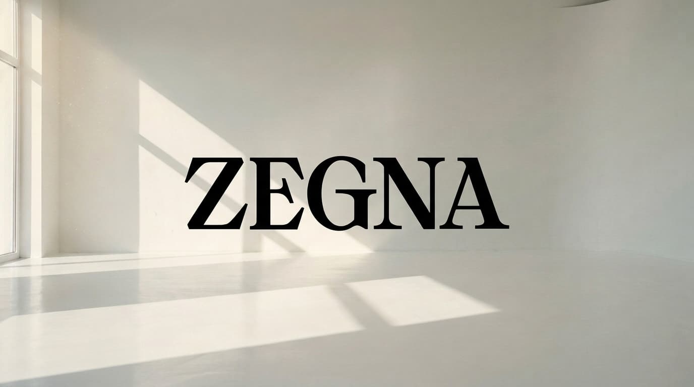 Empty white studio with a black wordmark on the wall, made with Nano Banana Pro